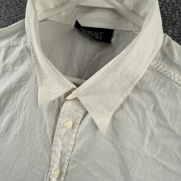 Versace Classic V2 Men Button Up Shirt White Long Sleeve Woven Cotton Designer - Picture 3 of 16